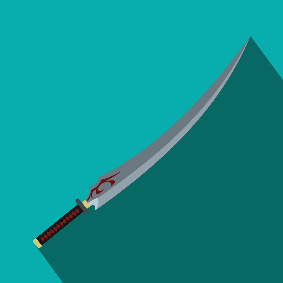 Japanese sword flat icon vector