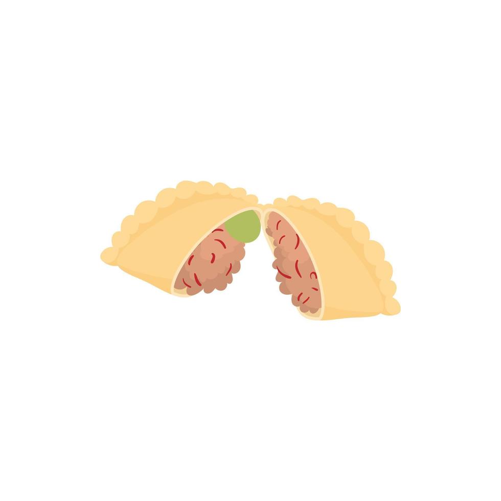 Empanada, meat pie icon, cartoon style vector