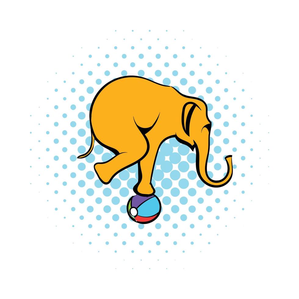 elefante de circo en el icono de comics de bola vector