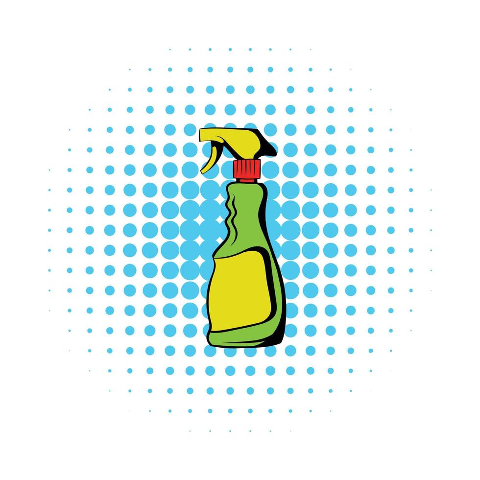 Plastic hand spray bottle icon, comics style vector