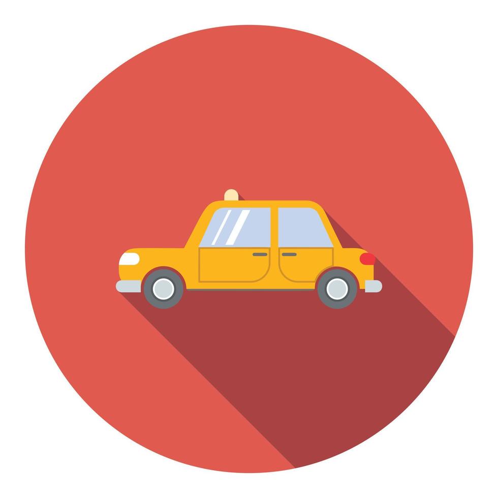 Yellow taxi car icon, flat style vector