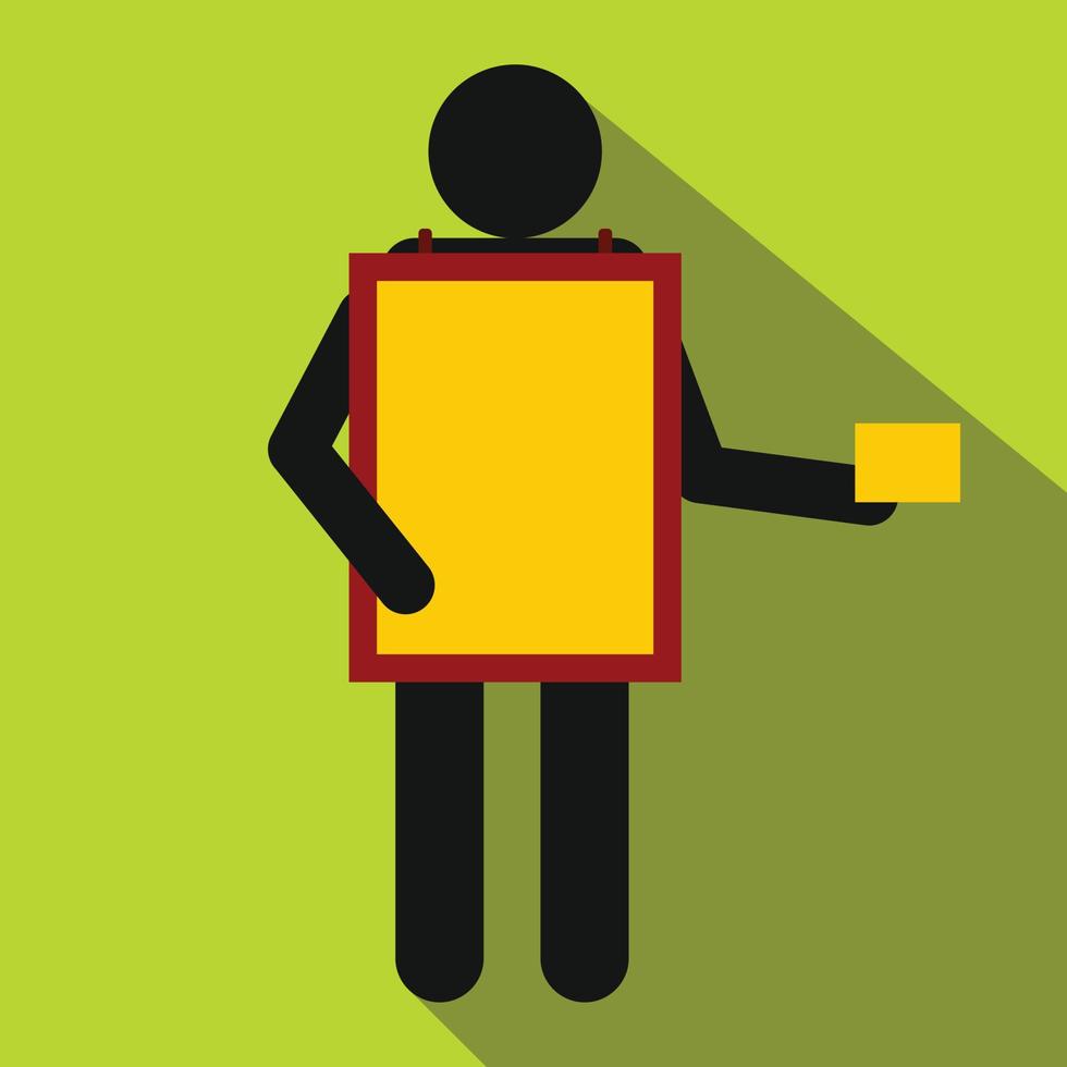 Sandwich board man icon, flat style vector