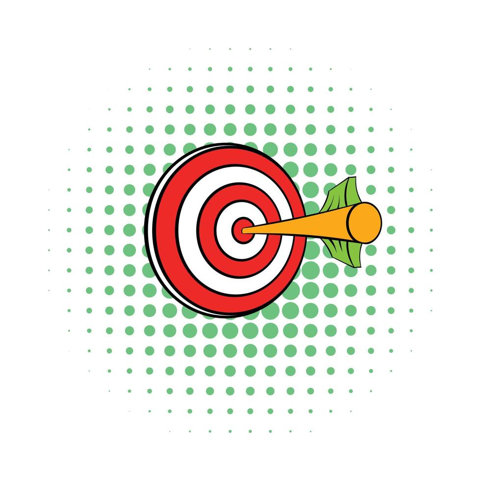Target with arrow icon, comics style vector