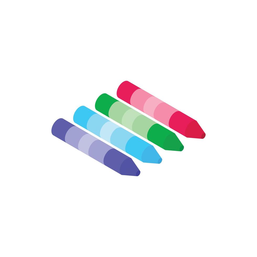 Crayons icon, isometric 3d style vector