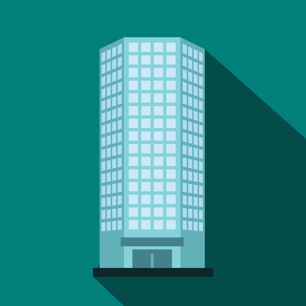 Modern office building icon, flat style vector