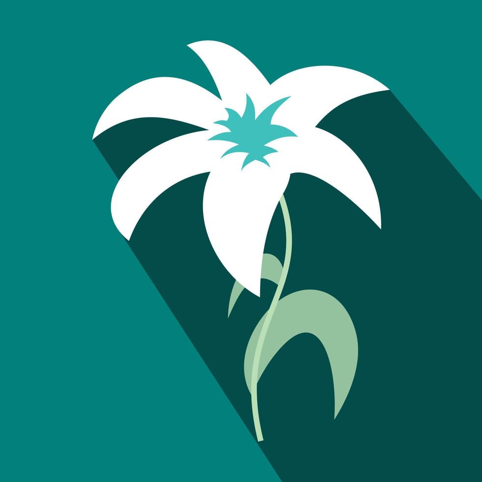 White lily icon, flat style vector