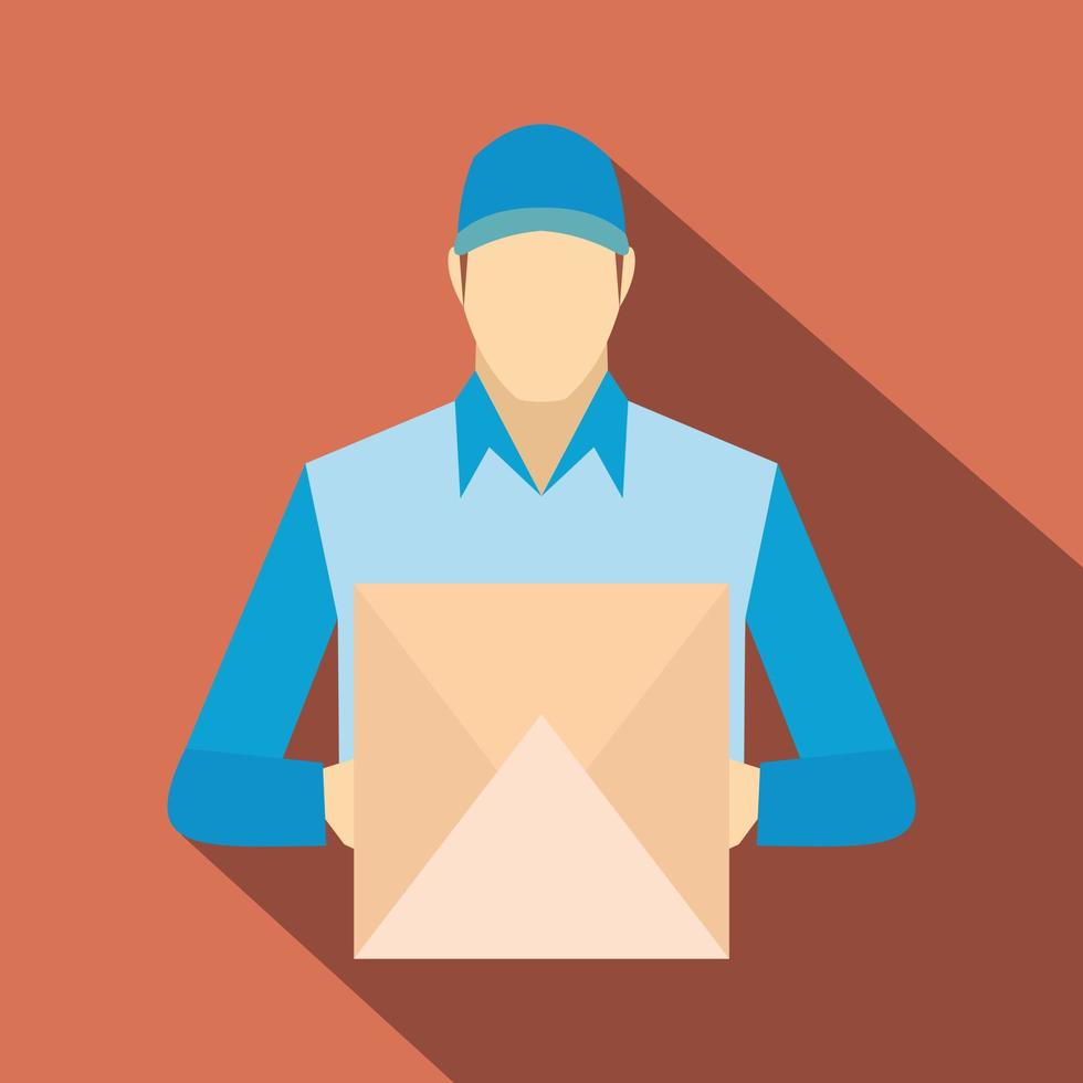 Delivery man holding cardboard box vector