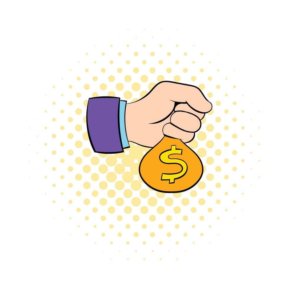 icono de dinero en la mano, estilo comics vector