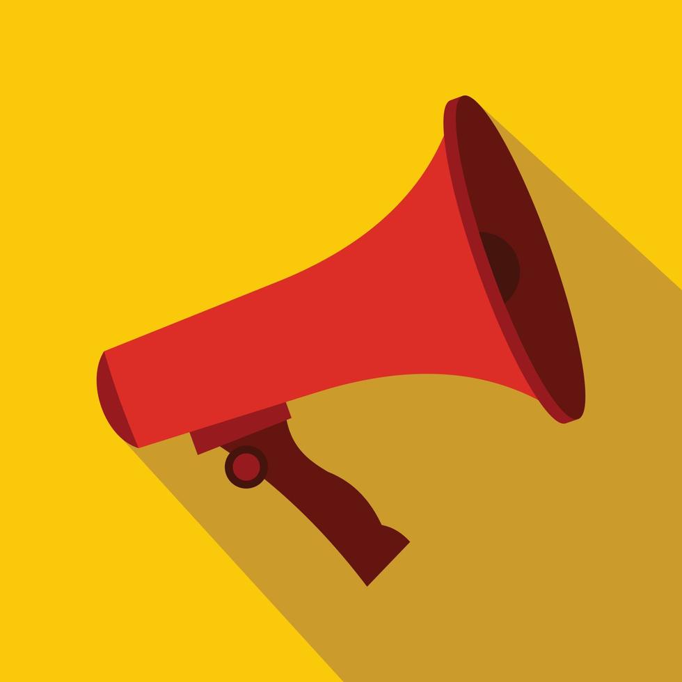 Red megaphone icon, flat style vector