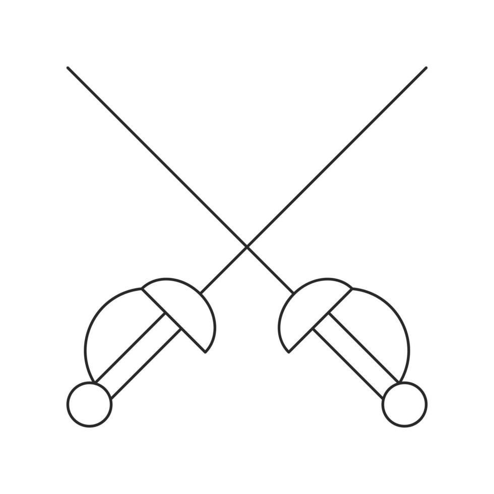 icono de línea delgada de espadas cruzadas vector