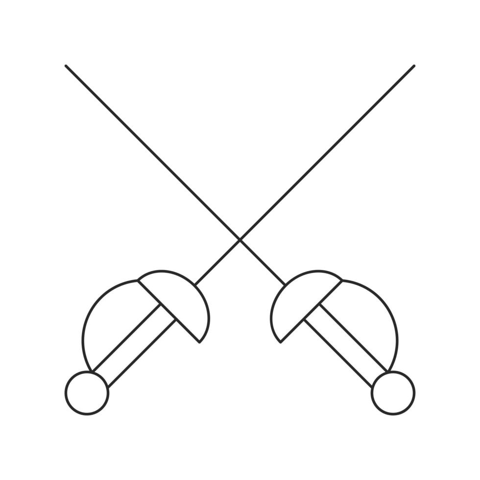 Cross swords thin line icon vector