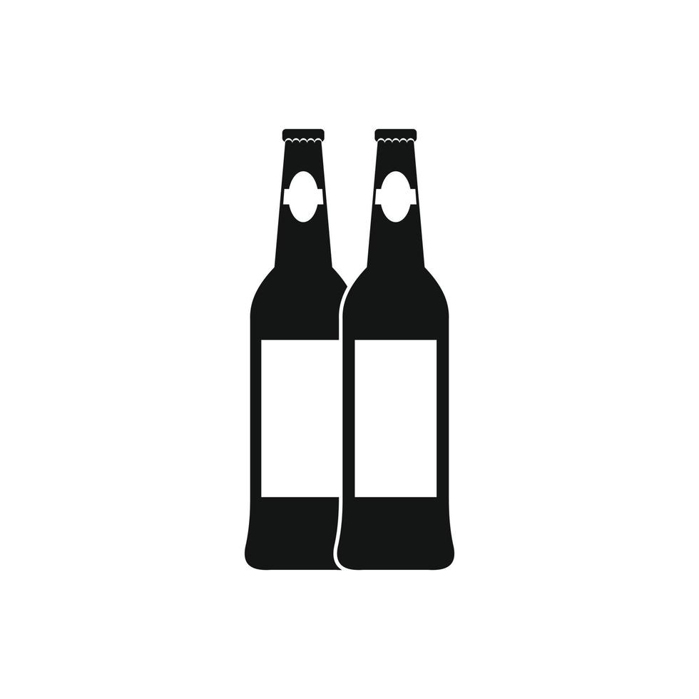 Two bottles of beer icon, simple style vector