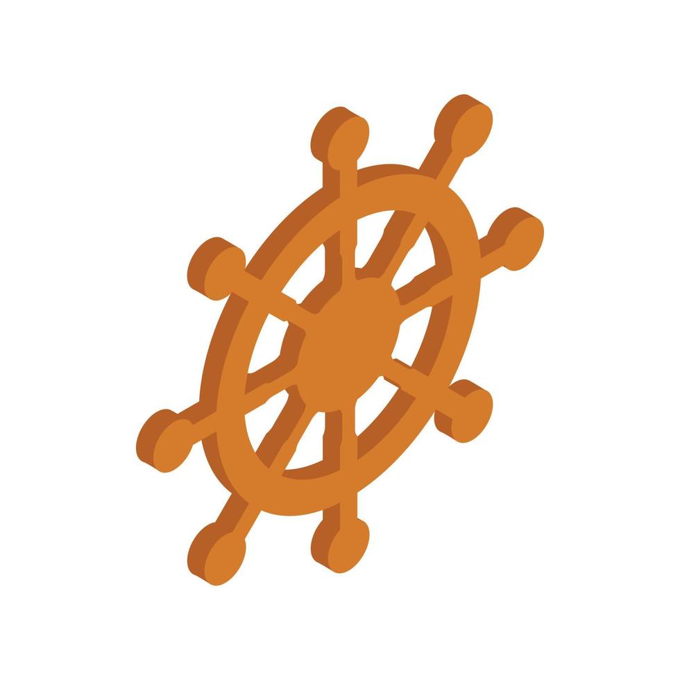 Wooden ship wheel isometric 3d icon vector