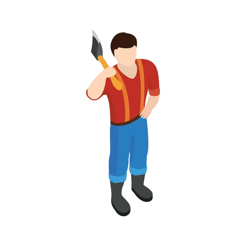 Lumberjack icon, isometric 3d style vector