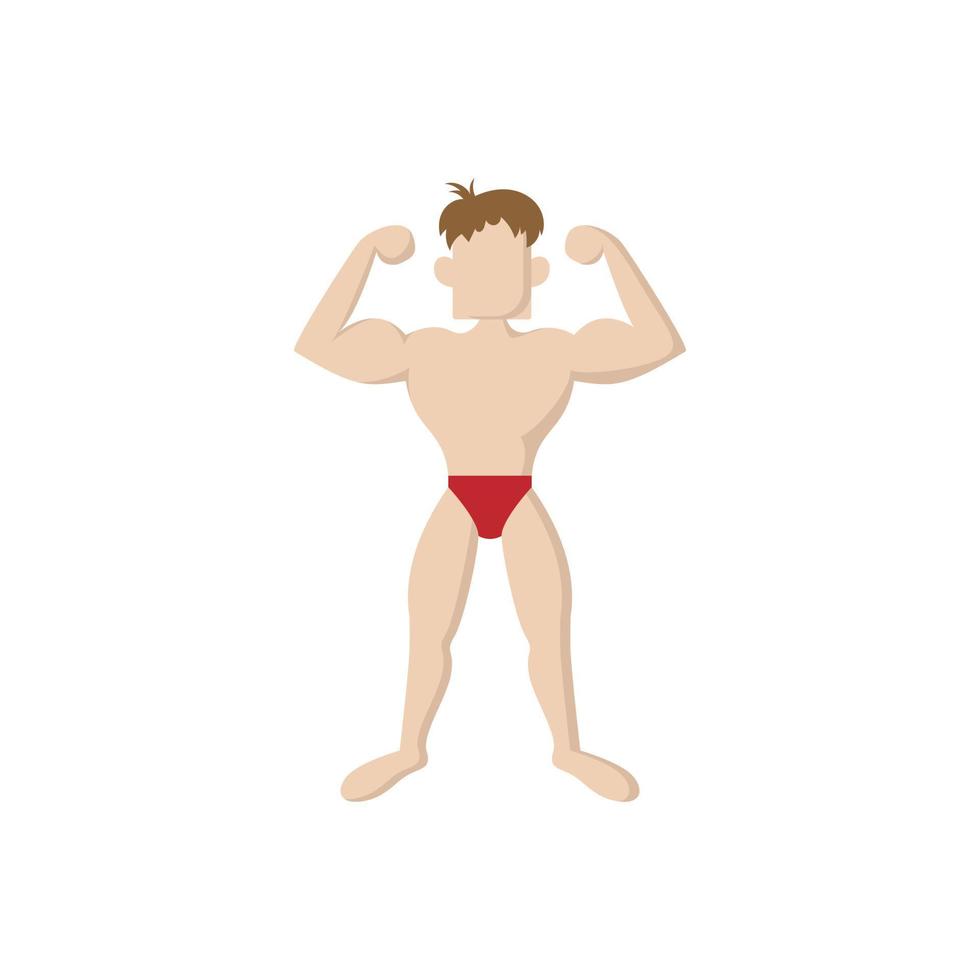 Strong athlete icon, cartoon style vector