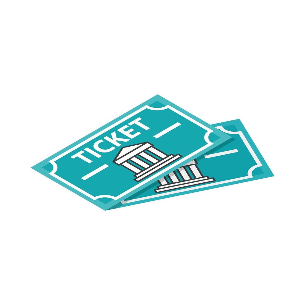 Two museum tickets icon, isometric 3d style vector