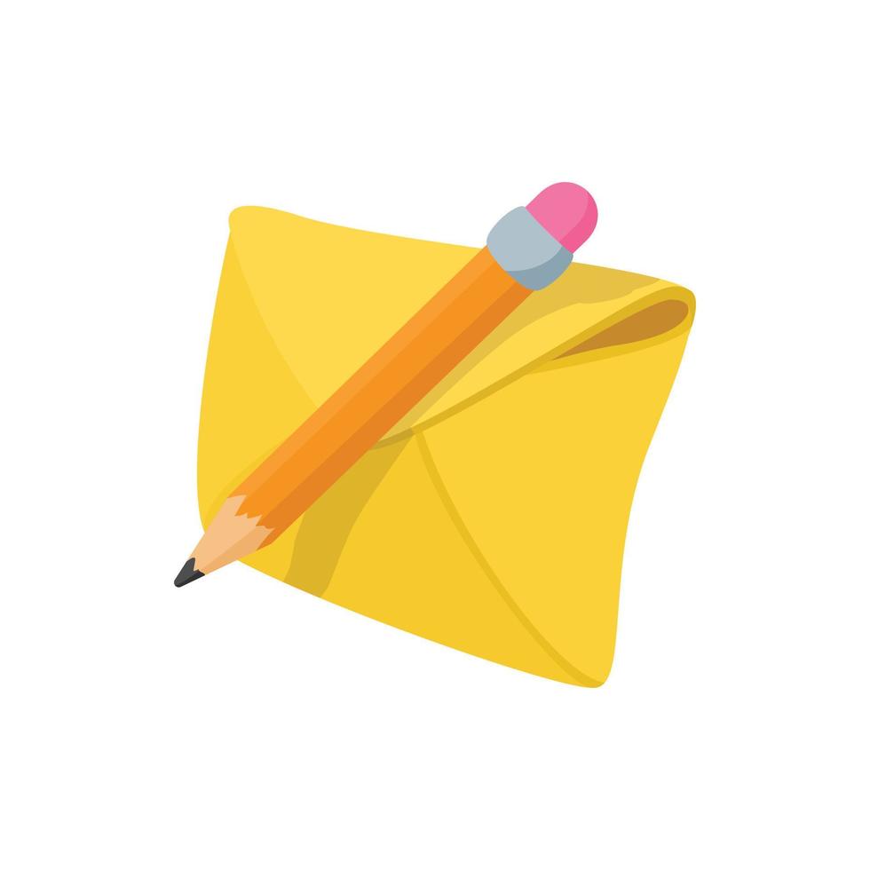 Yellow envelope and pencil icon vector