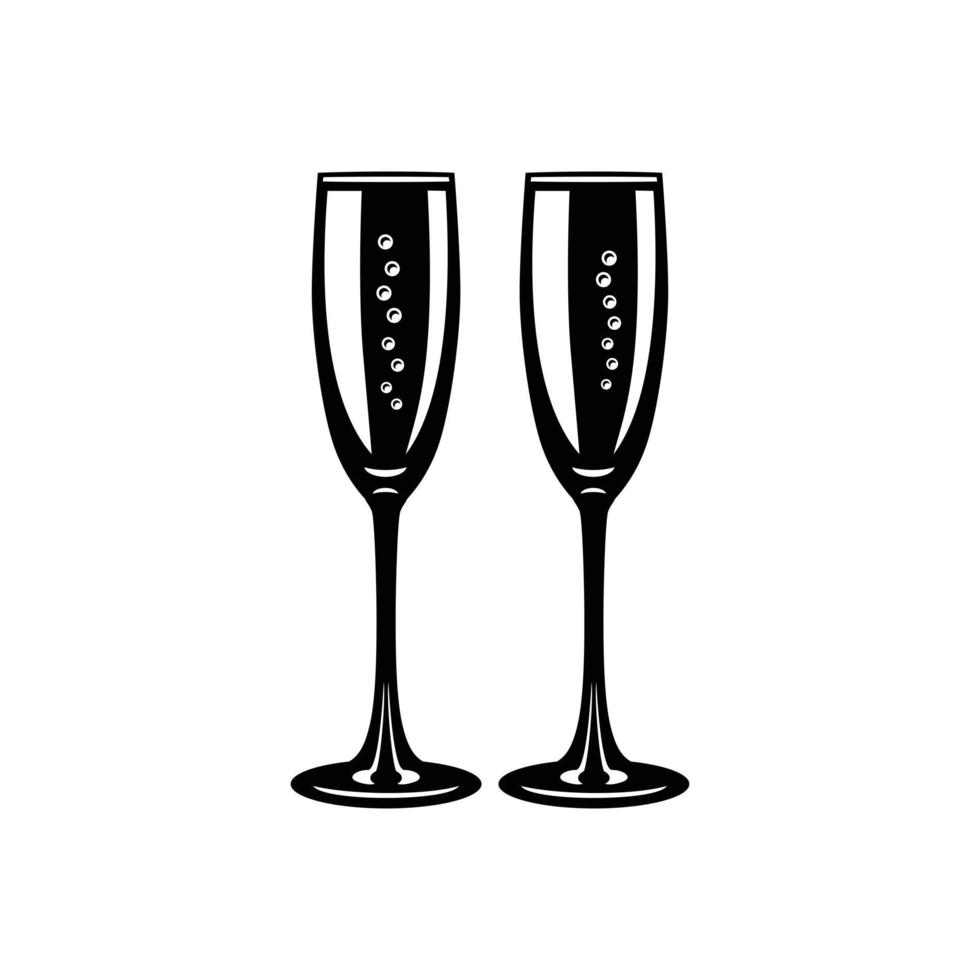 Two glasses champagne simple icon vector