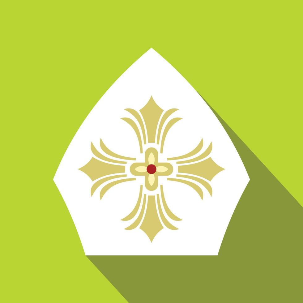 tiara papal, sombrero con icono de cruz, estilo plano vector