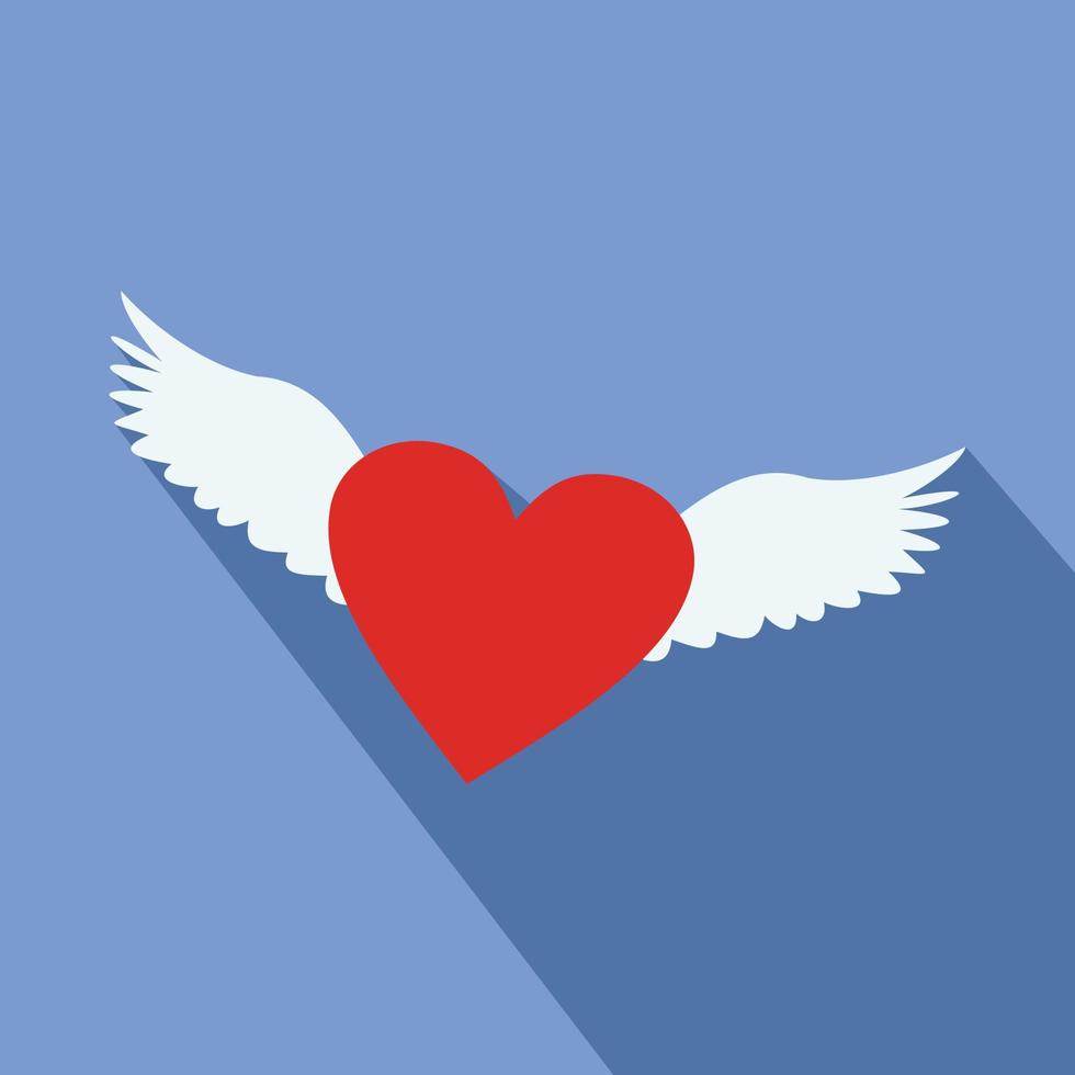 Heart with wings flat icon vector