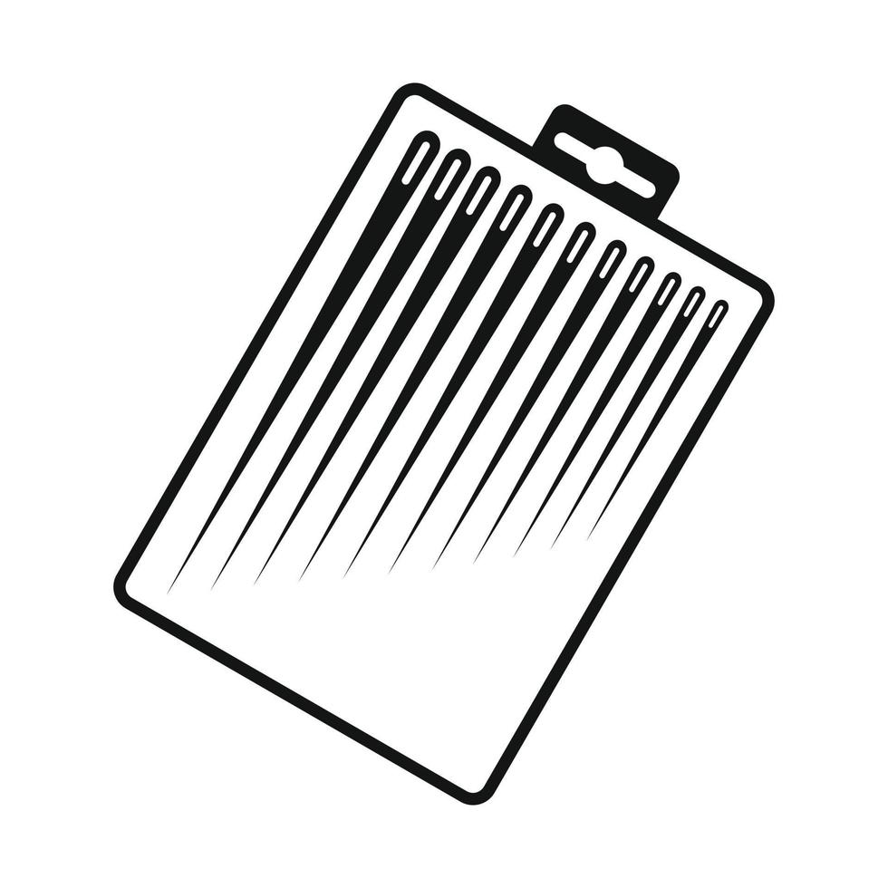 Different sewing needles in a box icon vector