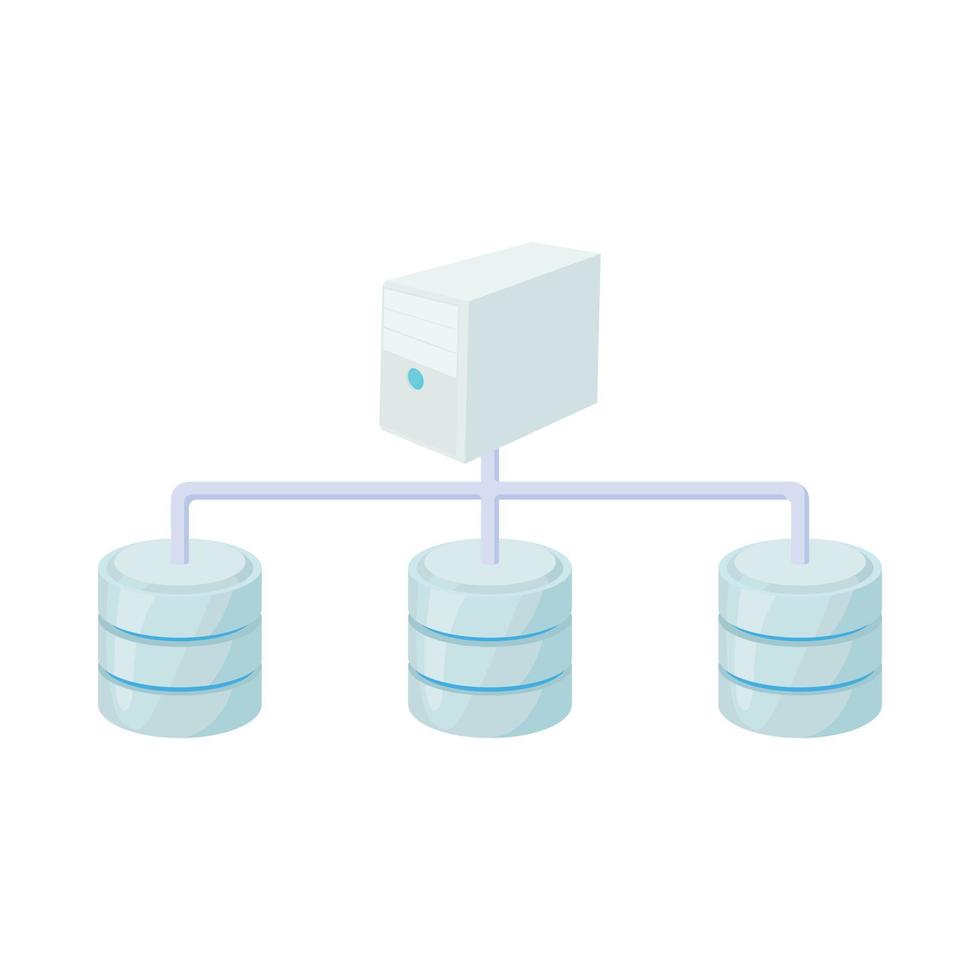 Computer network database icon, cartoon style vector