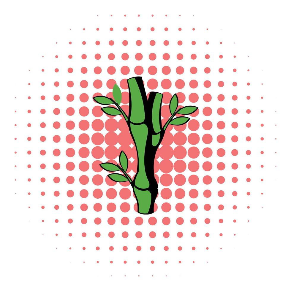 Green bamboo stem icon, comics style vector