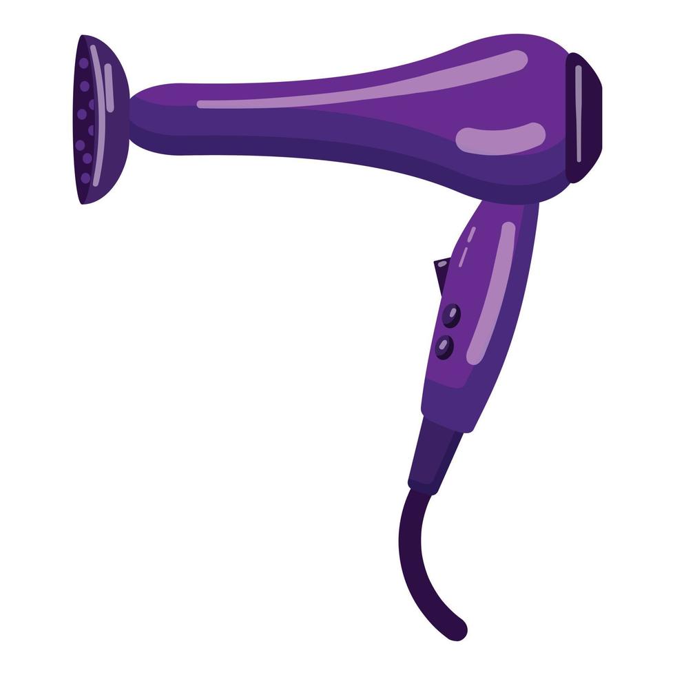 Purple hair dryer icon cartoon vector. Blow dry vector