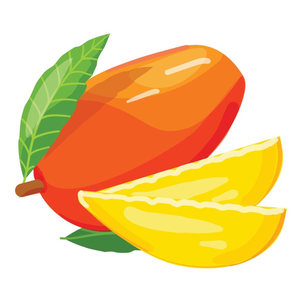 Large mango icon cartoon vector. Summer dessert vector