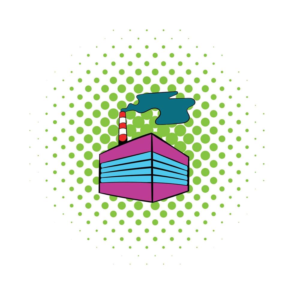 Factory building icon, comics style vector