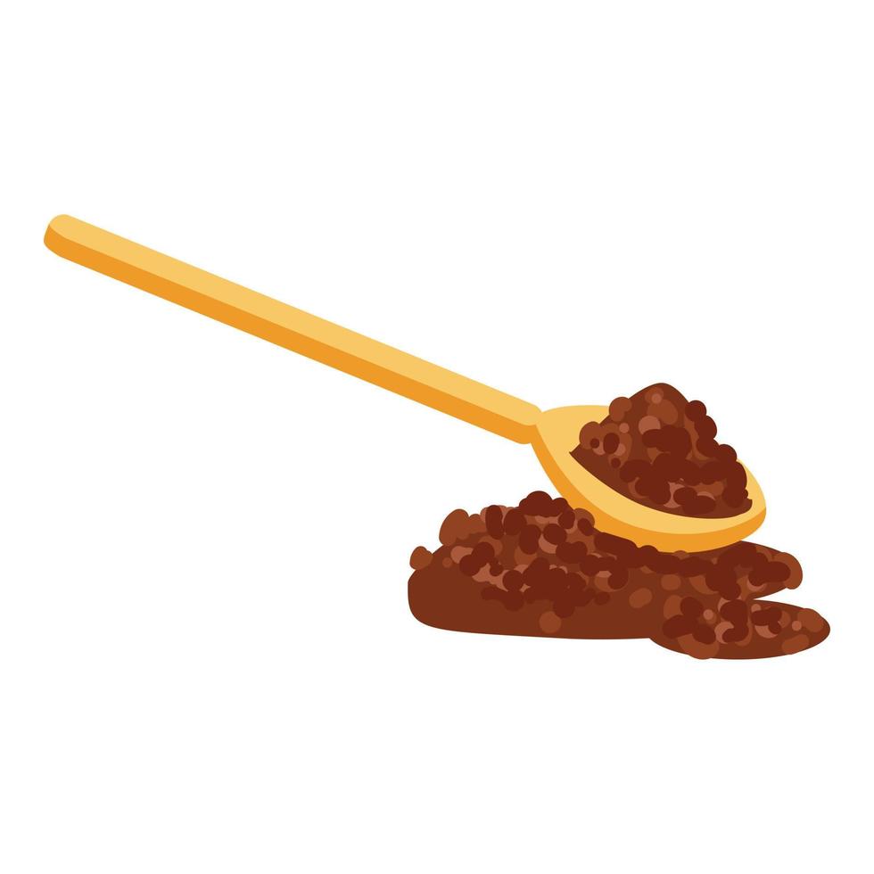 Spoon cocoa powder icon cartoon vector. Cacao bean vector