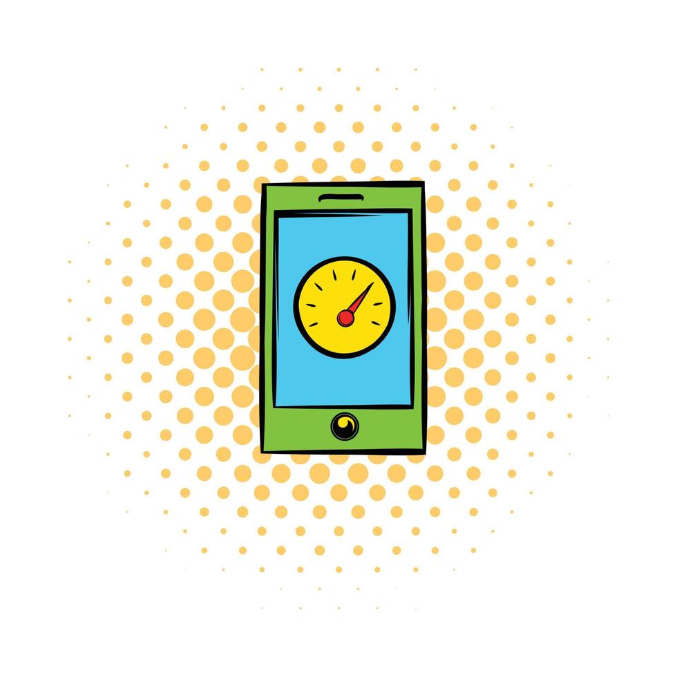 Smartphone with clock icon, comics style vector