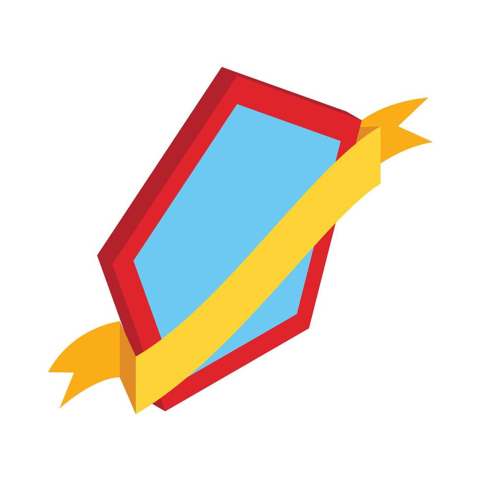 escudo con icono de cinta dorada, estilo 3d isométrico vector