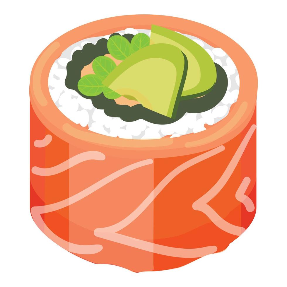 vector de dibujos animados de icono de rollo de sushi de pescado. sushi de salmón