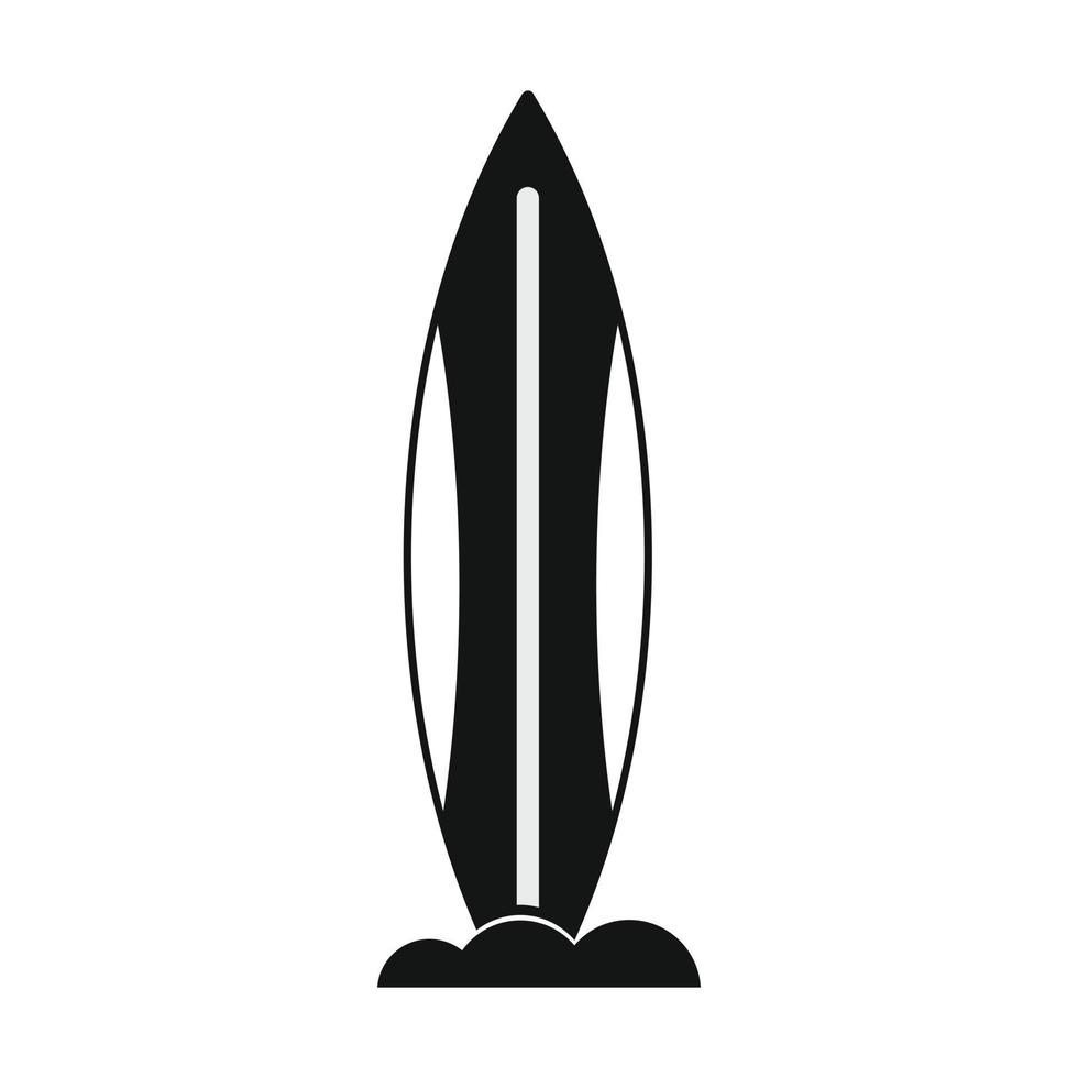 icono simple de tabla de surf negro vector