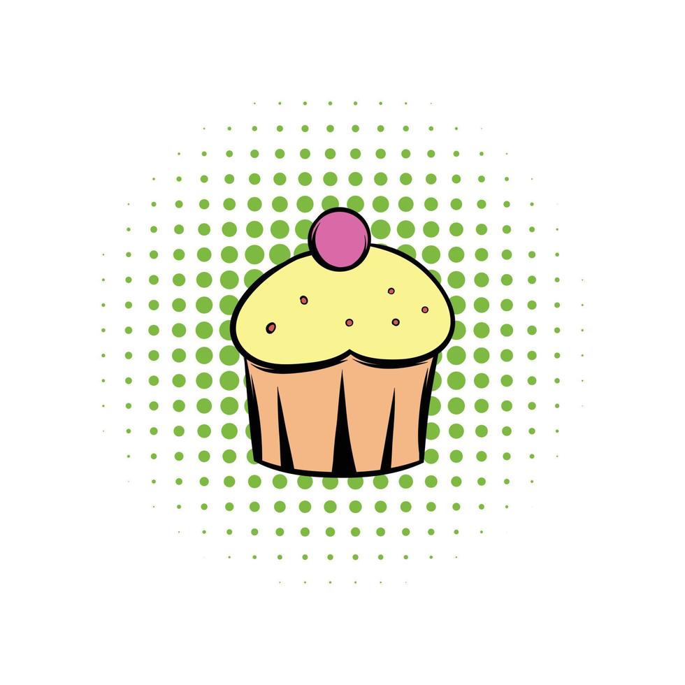 icono de cómics de cupcake vector