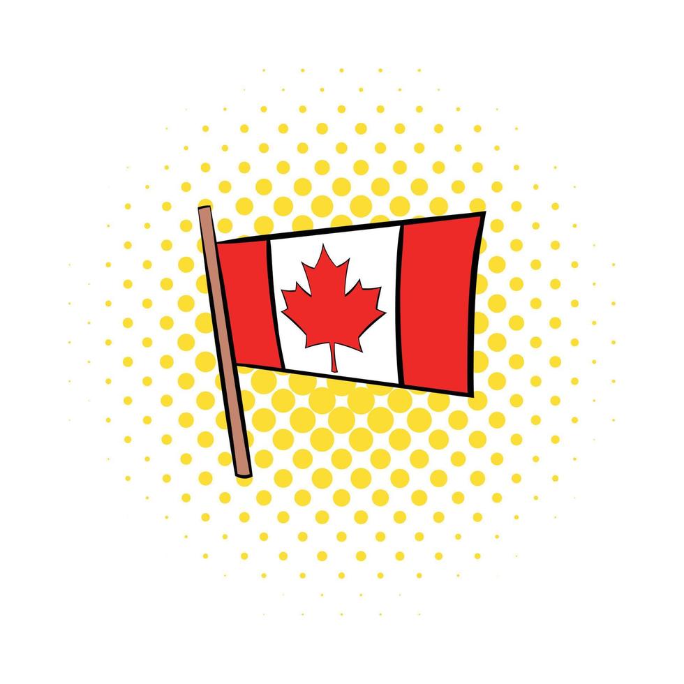 icono de la bandera de canadá, estilo comics vector