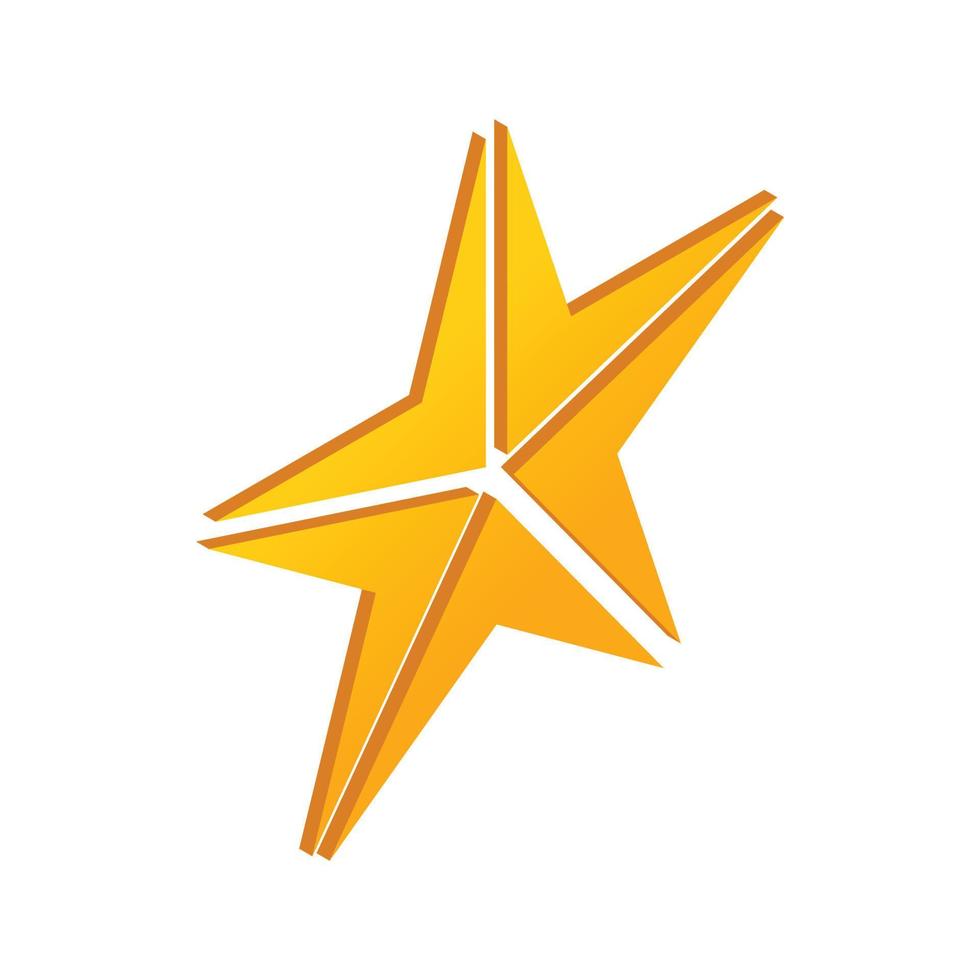 Gold star icon, isometric 3d style vector