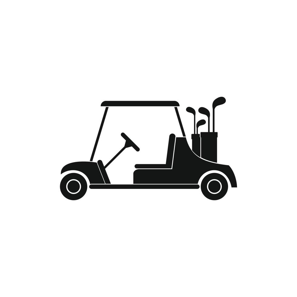 Red golf car black simple icon vector