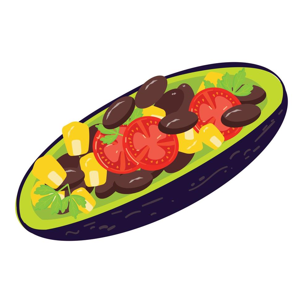 Avocado salad icon cartoon vector. Mexican food vector