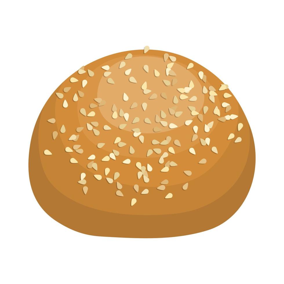 Round bread bun with sesame seeds icon vector