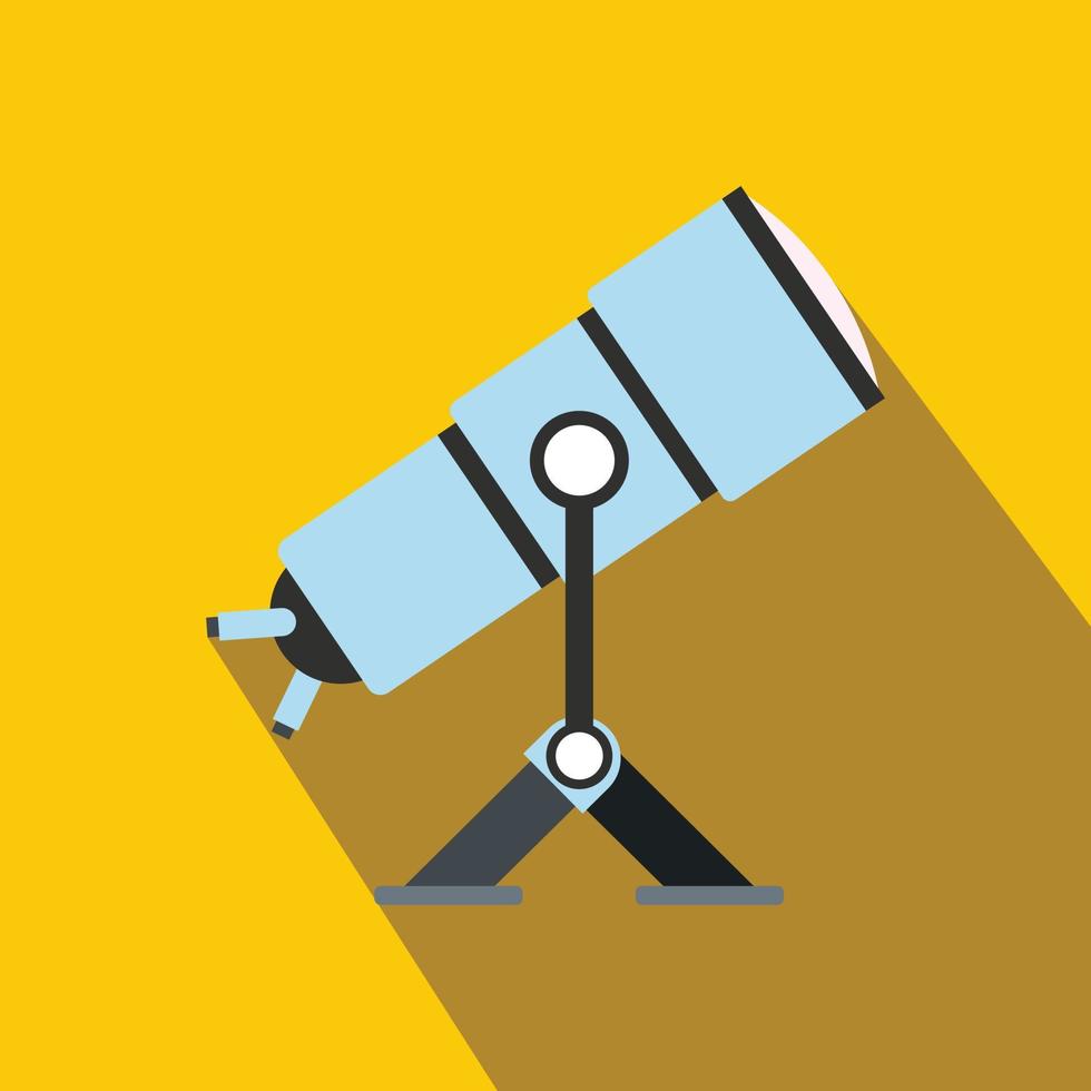 Telescope flat icon with shadow vector