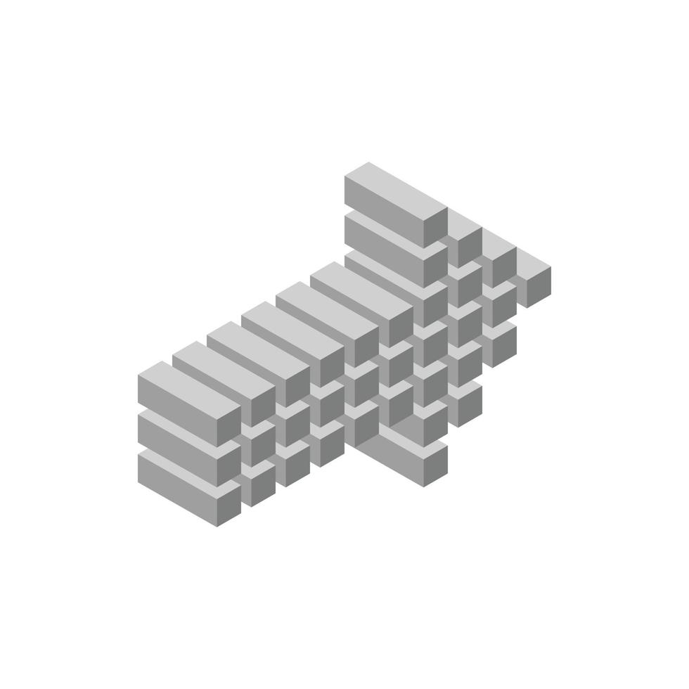 Grey arrow isometric 3d icon vector