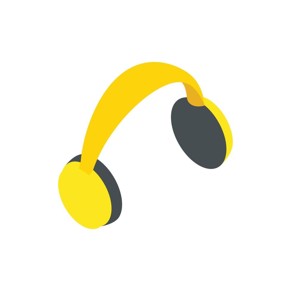 Yellow protective headphones icon vector