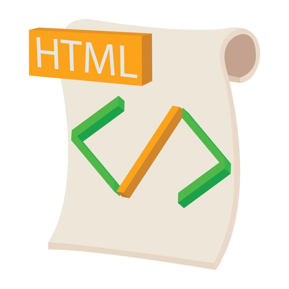 HTML icon, cartoon style vector