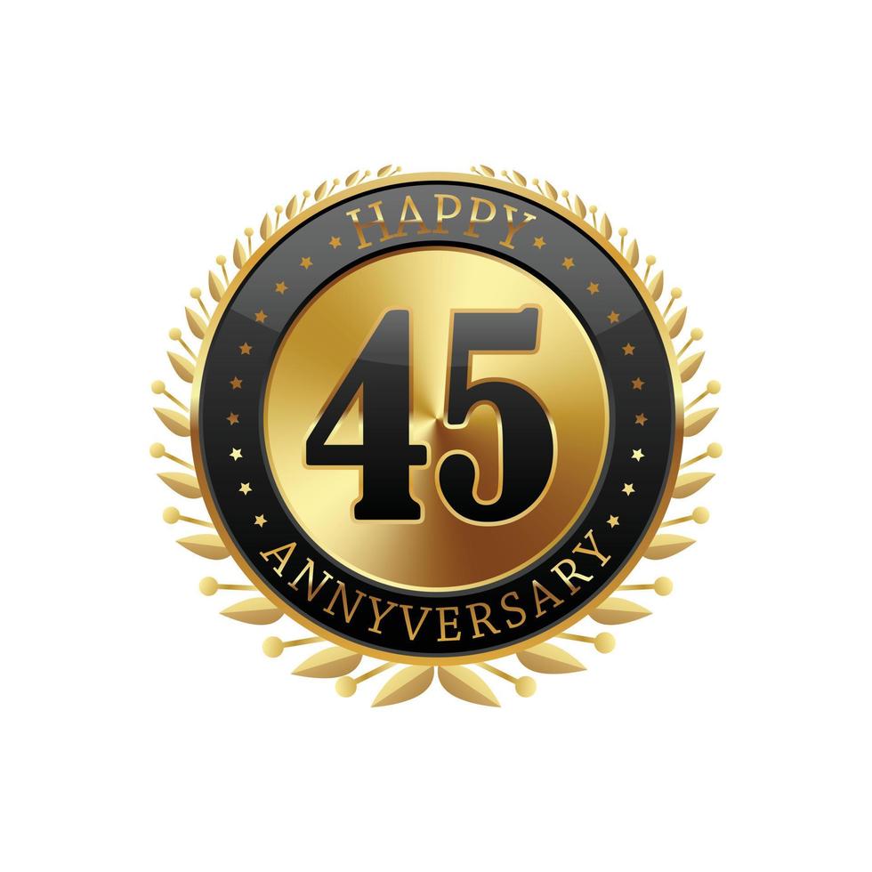 45 years anniversary golden label vector