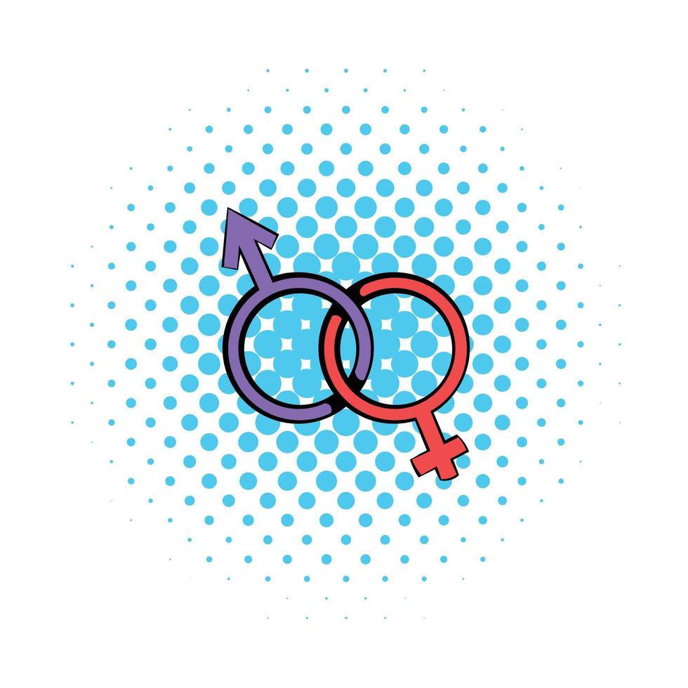 Male and female signs icon, comics style vector