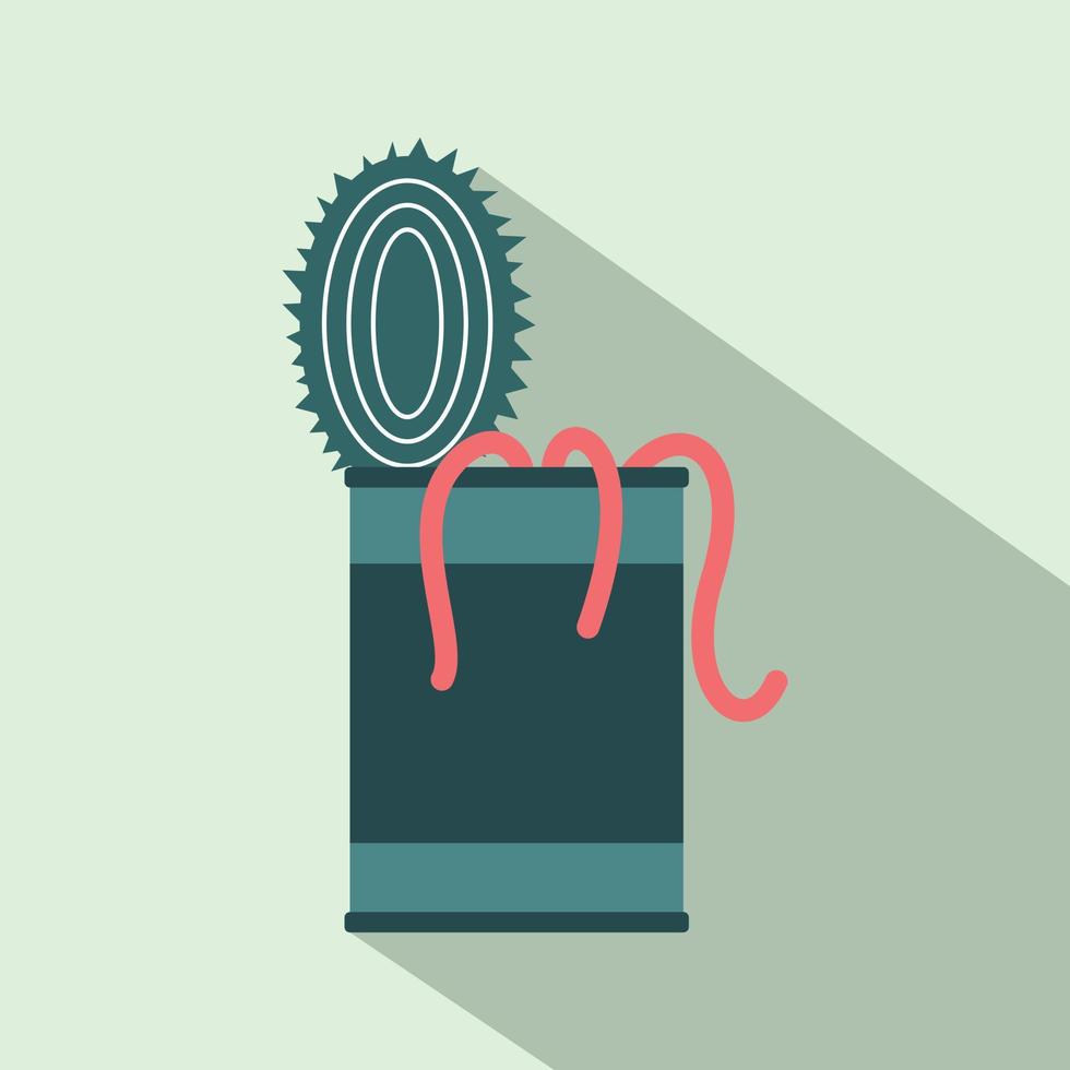 Tin of earthworms flat icon vector