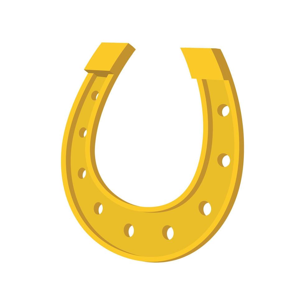 Golden horseshoe cartoon icon vector