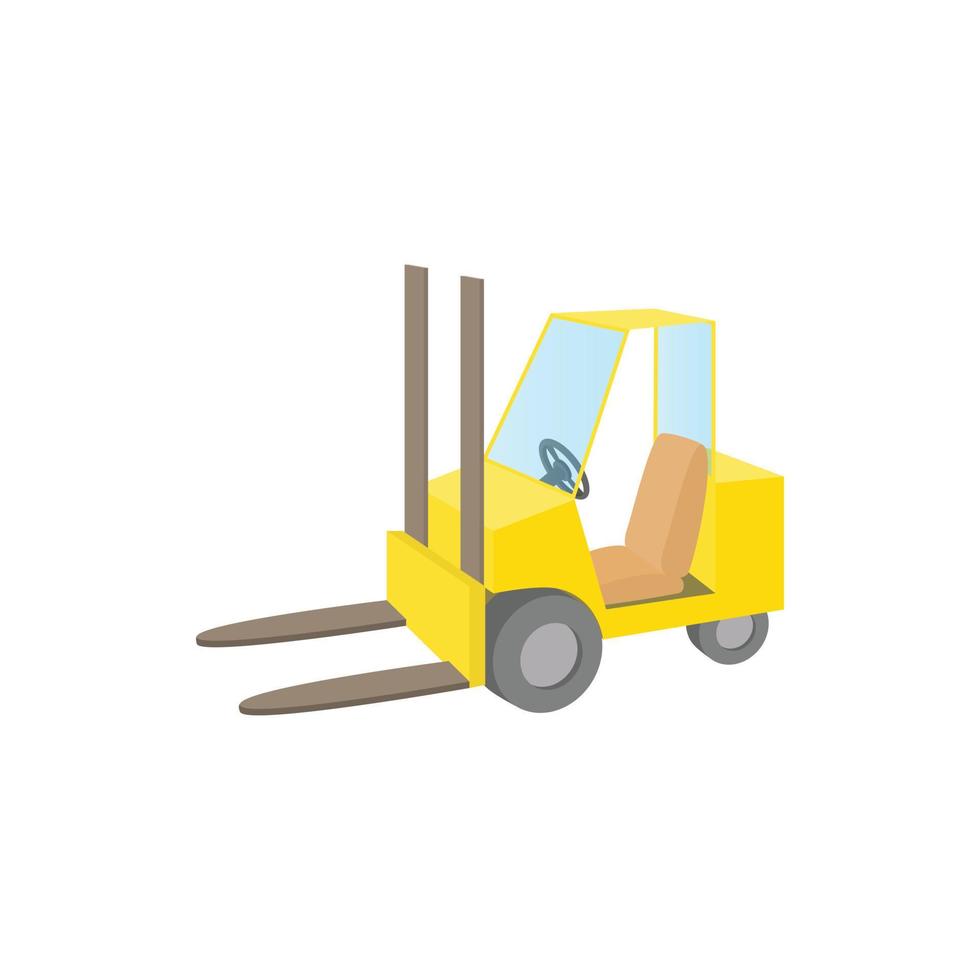 Forklift truck icon, cartoon style vector